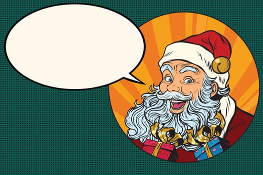 Joyful Santa Claus says, pop art retro vector illustration