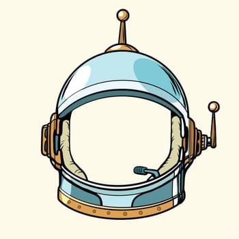 Space suit helmet isolated on white background, pop art retro vector illustration