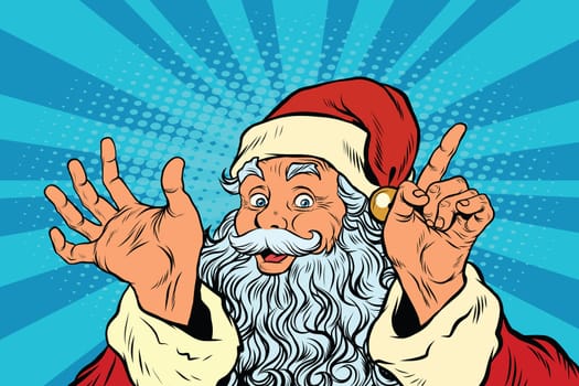 Santa Claus resembles pop art retro vector illustration. Christmas and New year
