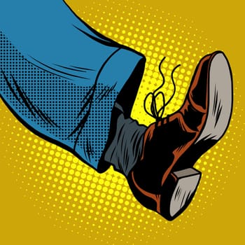 Human foot with Shoe, pop art retro vector illustration, take a step