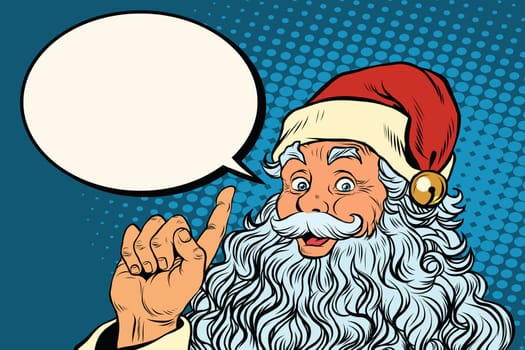 Santa Claus resembles pop art retro vector illustration. Christmas and New year