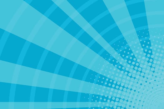 Blue cartoon light rays pop art retro background, vector illustration