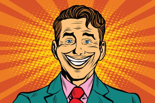 big fake smile, pop art retro vector illustration. Clown face