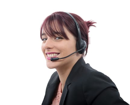 a beautiful business customer service woman with headset