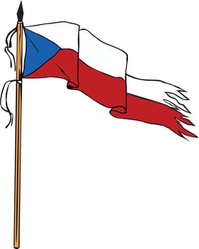 Illustration of a torn ripped flag of Czech Republic set on isolated white background done in retro style.