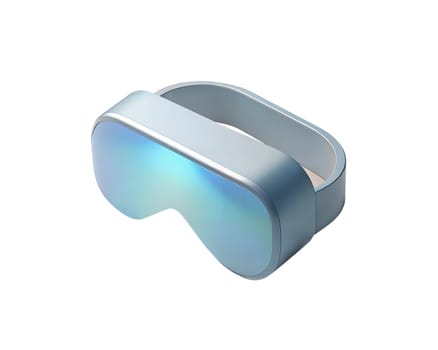 A modern, sleek 3D holographic icon of virtual reality goggles with a smooth design and cool pastel gradient, isolated on white background, representing futuristic technology and immersive experiences.