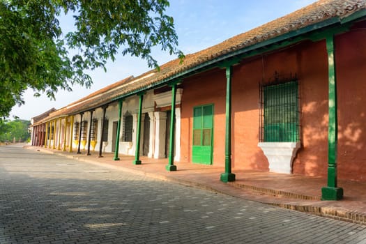 Beautiful colorful colonial architecture in the UNESCO World Heritage town of Mompox, Colombia