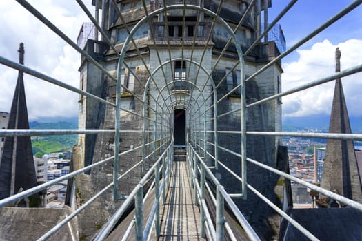 Walkway on top of the Basilica in Manizales, Colombia