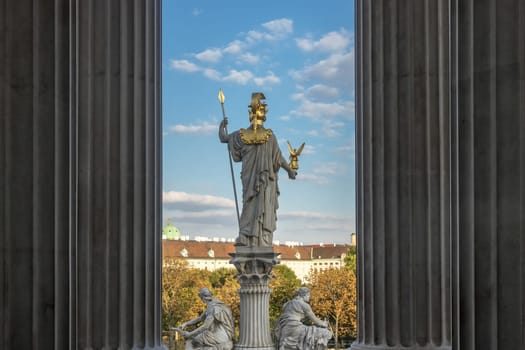 Pallas Athena,statue of the Greek goddess in front of the Austrian Parliament
