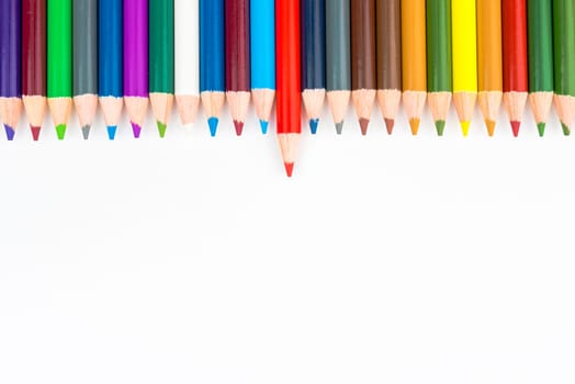 Colouring pencils isolated on white background,education concept image with copy space available