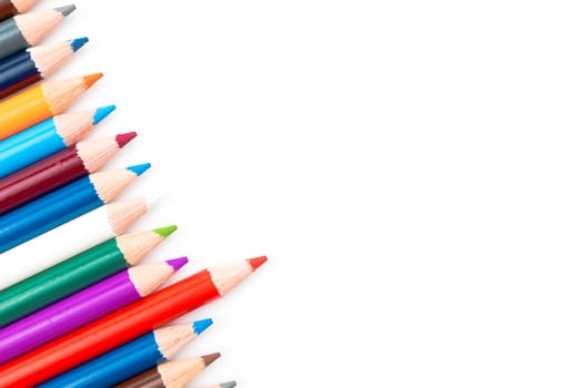 Colouring pencils isolated on white background,education concept image with copy space available