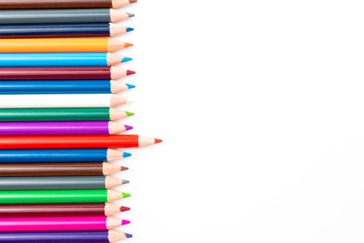 Colouring pencils isolated on white background,education concept image with copy space available