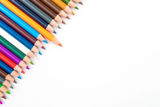Colouring pencils isolated on white background,education concept image with copy space available
