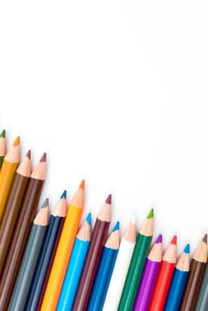 Colouring pencils isolated on white background,education concept image with copy space available