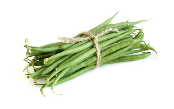 Green french beans isolated on a white background