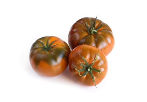 3 Fresh pachino tomatoes isolated on white background