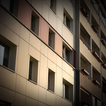 Facade of a residential building in the city centre of Magdeburg