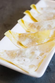 Ready to casting of homemade stuffed dumplings, stock photo