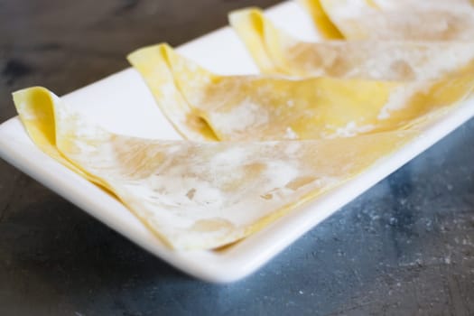Ready to casting of homemade stuffed dumplings, stock photo