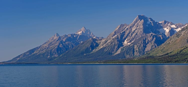 The Grand Tetons Seen Across Jackson Lake in Grand Teton National Park in Wyoming