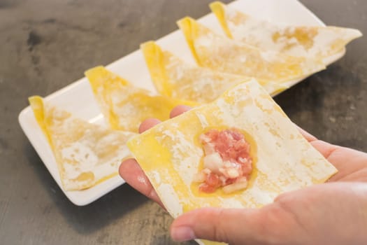 Ready to casting of homemade stuffed dumplings, stock photo
