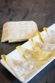 Ready to casting of homemade stuffed dumplings, stock photo