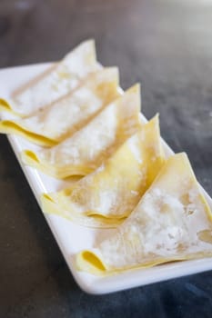 Ready to casting of homemade stuffed dumplings, stock photo