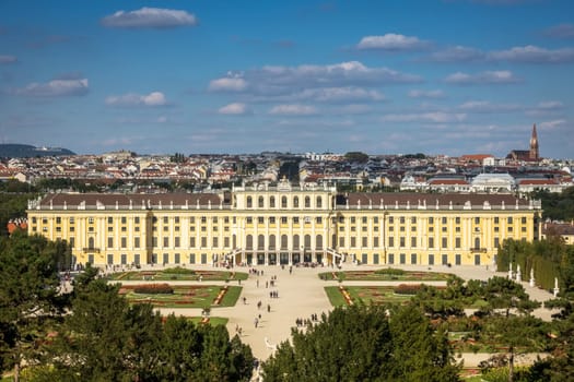 Cityscape Vienna with Schönbrunn Palace,sight and landmark of the capital of Austria