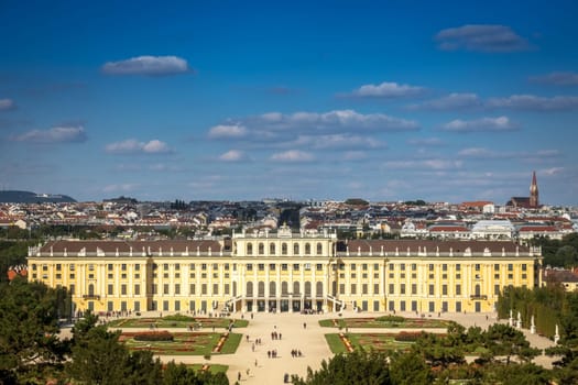 Cityscape Vienna with Schönbrunn Palace,sight and landmark of the capital of Austria