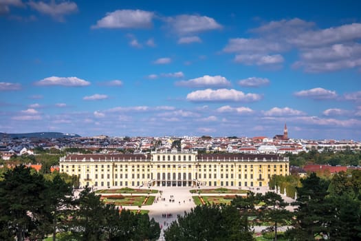 Cityscape Vienna with Schönbrunn Palace,sight and landmark of the capital of Austria