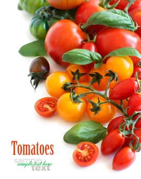 Colorful tomatoes isolated on white