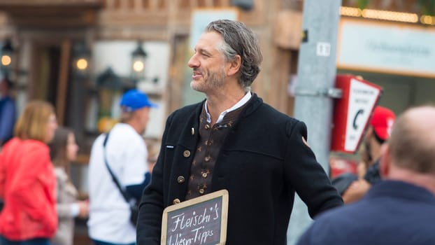 munich,germany - september 21.09.2016 radio dj bernhard fleischmann oktoberfest movie turn.