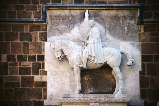 Bremen,Germany - August 30,2016: The equestrian statue in honor of the Prussian army commander Helmuth von Moltke at the Church of Our Lady on August 30,2016 in Bremen.
