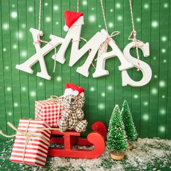 Small gifts for Christmas with XMAS lettering on Gruen