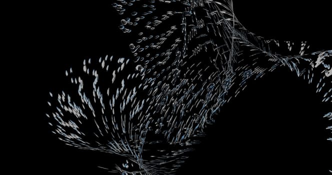 The Blue water splash isolated with black background