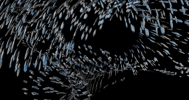 The Blue water splash isolated with black background