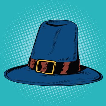 Vintage hat pilgrim, pop art retro vector illustration. Traditional religious clothing