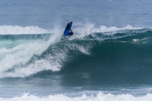 VIANA DO CASTELO, PORTUGAL - SEPTEMBER 22, 2016: Marcelo Faundez (CHI) during  the Viana World Bodyboard Championship 2016.