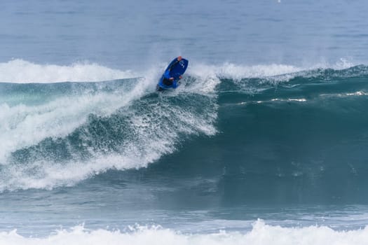 VIANA DO CASTELO, PORTUGAL - SEPTEMBER 22, 2016: Marcelo Faundez (CHI) during  the Viana World Bodyboard Championship 2016.