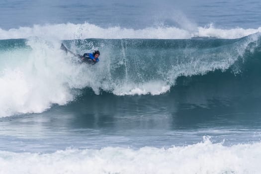 VIANA DO CASTELO, PORTUGAL - SEPTEMBER 22, 2016: Marcelo Faundez (CHI) during  the Viana World Bodyboard Championship 2016.