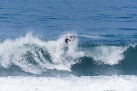 VIANA DO CASTELO, PORTUGAL - SEPTEMBER 22, 2016: Ethan Nel (RSA) during  the Viana World Bodyboard Championship 2016.
