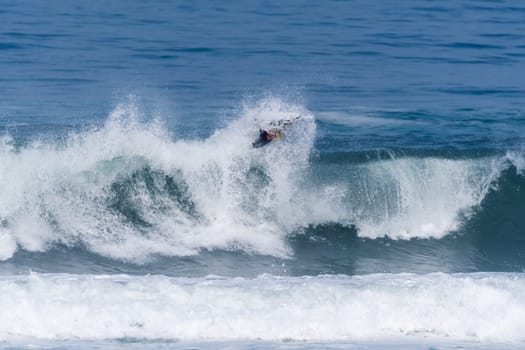 VIANA DO CASTELO, PORTUGAL - SEPTEMBER 22, 2016: Ethan Nel (RSA) during  the Viana World Bodyboard Championship 2016.