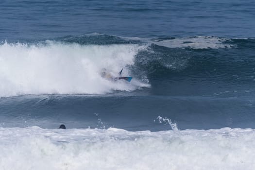 VIANA DO CASTELO, PORTUGAL - SEPTEMBER 22, 2016: Socrates Santana (BRA) during  the Viana World Bodyboard Championship 2016.