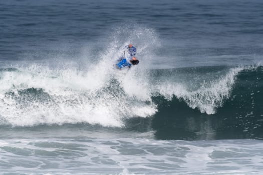 VIANA DO CASTELO, PORTUGAL - SEPTEMBER 22, 2016: Marcelo Faundez (CHI) during  the Viana World Bodyboard Championship 2016.