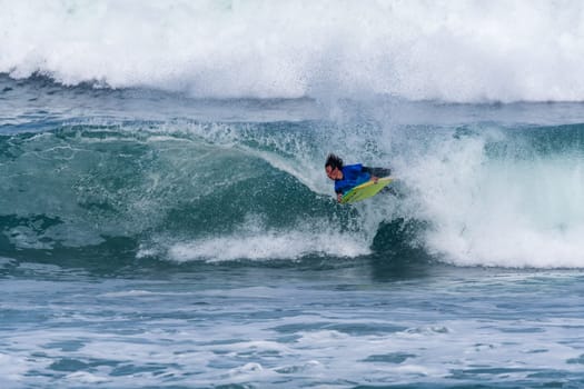 VIANA DO CASTELO, PORTUGAL - SEPTEMBER 22, 2016: Ethan Nel (RSA) during  the Viana World Bodyboard Championship 2016.