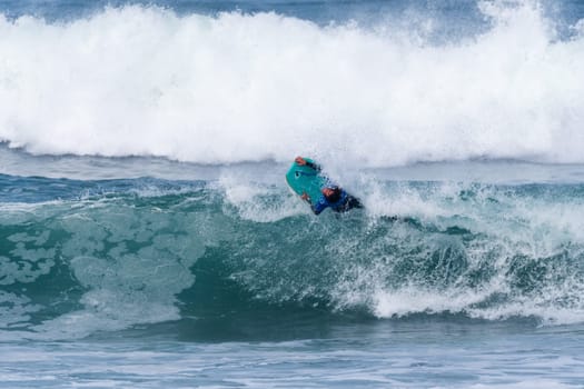 VIANA DO CASTELO, PORTUGAL - SEPTEMBER 22, 2016: Ethan Nel (RSA) during  the Viana World Bodyboard Championship 2016.