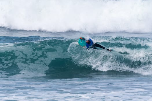 VIANA DO CASTELO, PORTUGAL - SEPTEMBER 22, 2016: Ethan Nel (RSA) during  the Viana World Bodyboard Championship 2016.