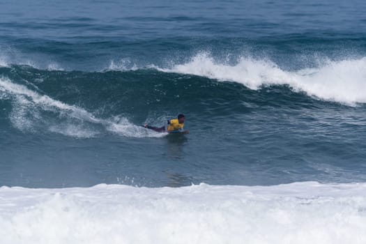 VIANA DO CASTELO, PORTUGAL - SEPTEMBER 22, 2016: Socrates Santana (BRA) during  the Viana World Bodyboard Championship 2016.