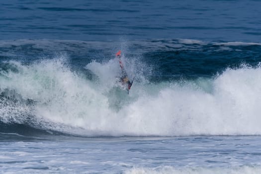 VIANA DO CASTELO, PORTUGAL - SEPTEMBER 22, 2016: Ethan Nel (RSA) during  the Viana World Bodyboard Championship 2016.