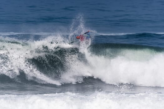 VIANA DO CASTELO, PORTUGAL - SEPTEMBER 22, 2016: Amaury Lavernhe (REU) during  the Viana World Bodyboard Championship 2016.